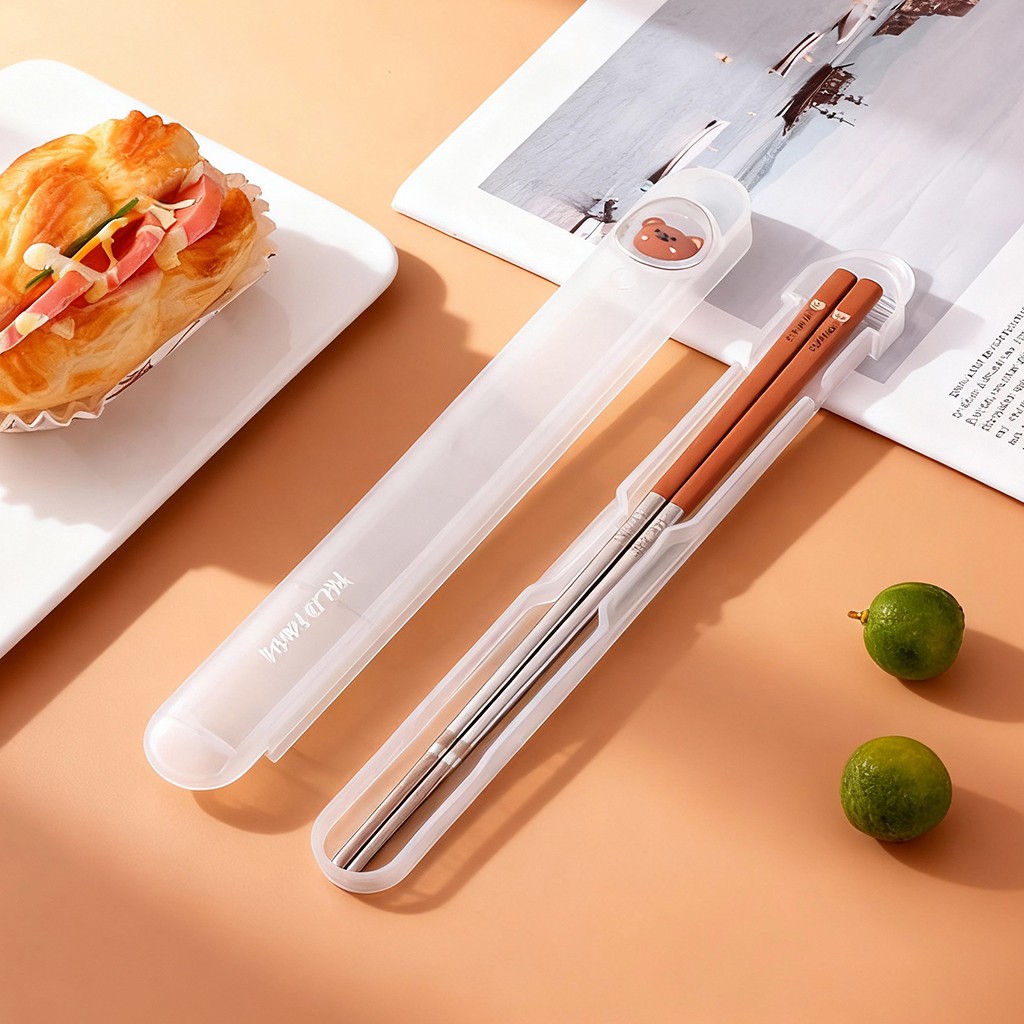 Bamboo Cutlery Travel - 1 Pair Portable Chopsticks 316 Stainless
