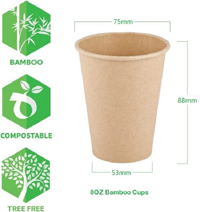 8 oz Bamboo Fiber Paper Cups B - огляд і ціна Bamboo Cutlery Travel