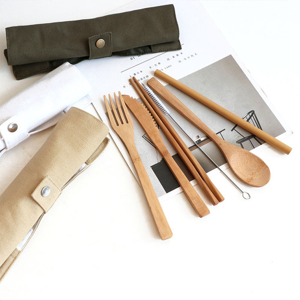 6Pcs Bamboo Cutlery Set Portab - огляд і ціна Bamboo Cutlery Travel