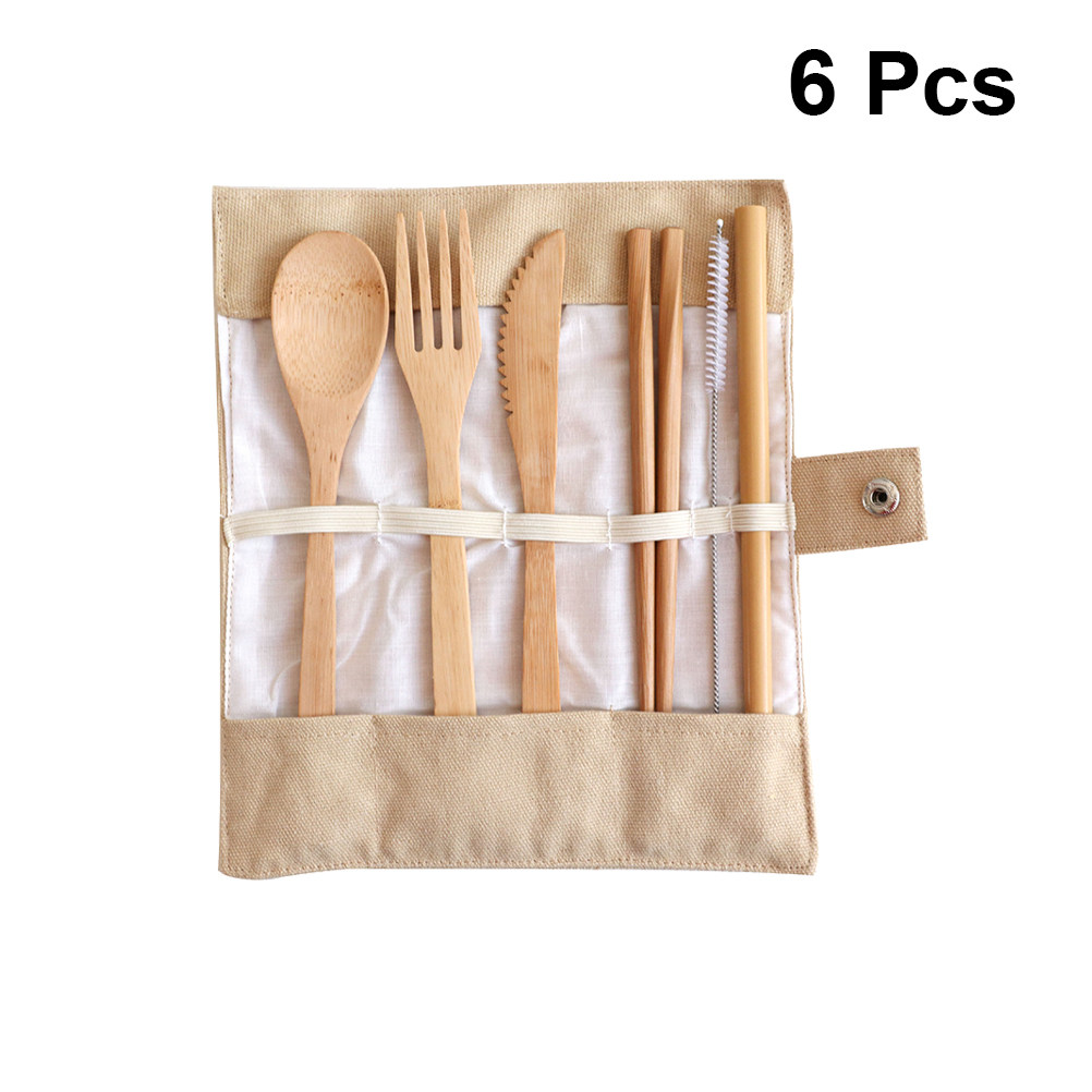 6Pcs Bamboo Cutlery Set Portab - огляд і ціна Bamboo Cutlery Travel